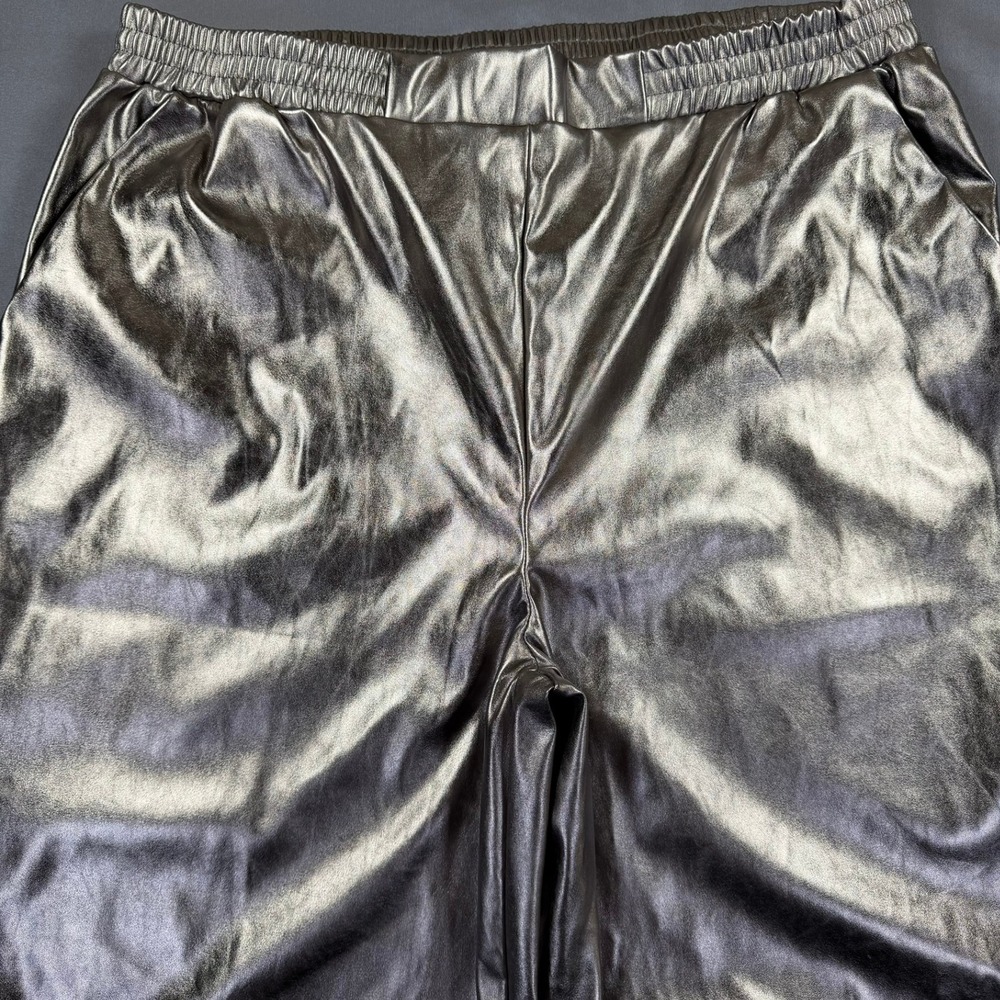 ASOS DESIGN Metallic Wide Leg Pants Womens 14 Bronze Faux Leather Party Festival - Picture 2 of 7
